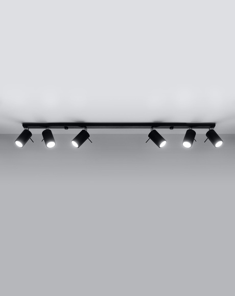 Plafonieră RING 6L negru + 6x bec LED GU-10 4000K Cold 7W 630lm