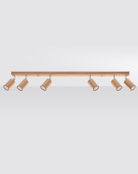 Plafonieră ZEKE 6 stejar + 6x bec LED GU-10 4000K Cold 7W 630lm