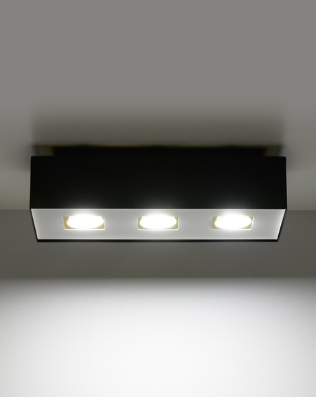 Plafonieră MONO 3 negru + 3x bec LED GU-10 3000K cald 7W 620lm