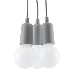 DIEGO 3 lampă suspendată gri + 3x bec LED E27 3000K Warm 7,5W 620lm
