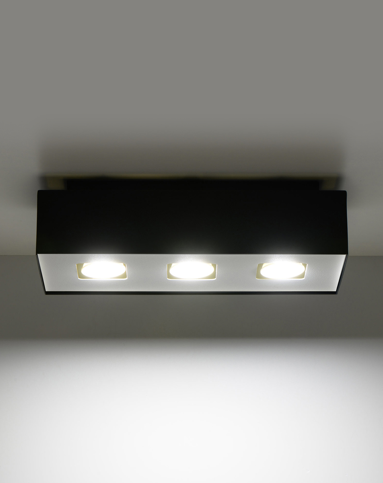 Plafonieră MONO 3 negru + 3x bec LED GU-10 4000K rece 7W 630lm
