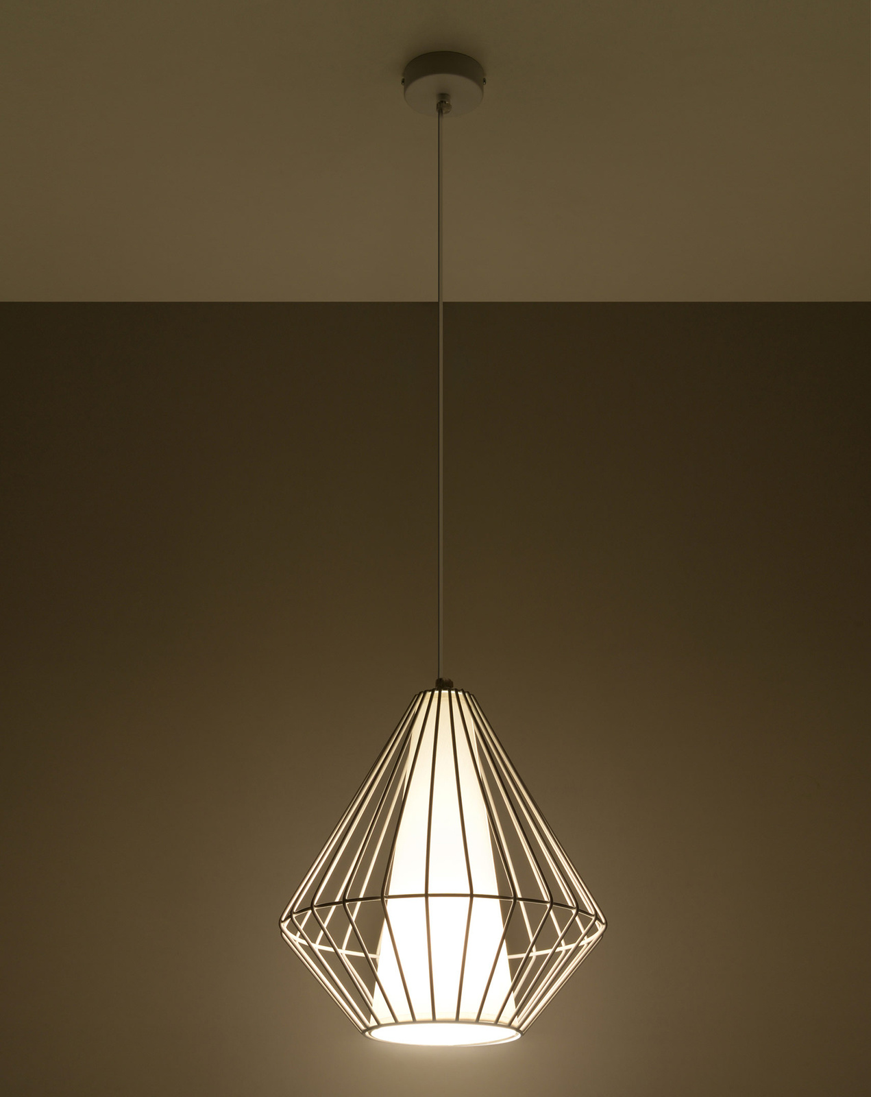 Lampă suspendată DEMI alb + 1x bec LED E27 3000K cald 7,5W 620lm