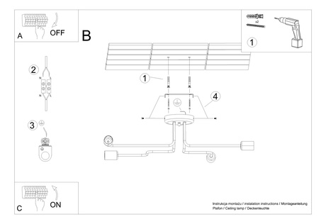 Candelabru VECTOR 4 negru + 4X bec LED E27 3000K 7W 760lm
