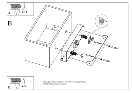 Lampă de perete QUAD MAXI negru + 2x bec LED G9 4000K Cold 4.5W 530lm