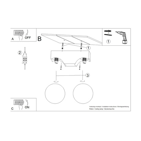 Plafonieră BULBO 2 lemn natural