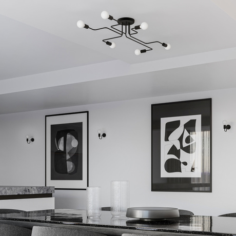 VECTOR lampă de perete negru + 1X bec LED E27 3000K 7W 760lm