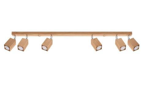 Plafonieră KEKE 6 stejar + 6x bec LED GU-10 4000K Cold 7W 630lm
