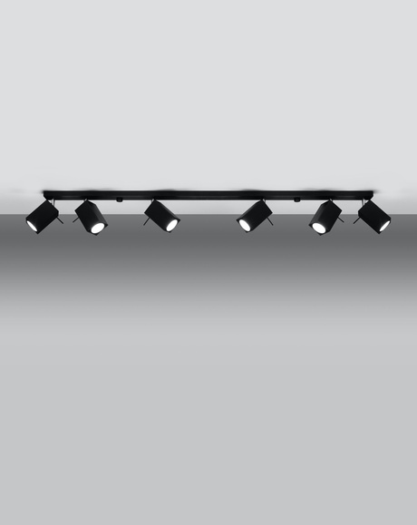 Plafonieră MERIDA 6L negru + 6x bec LED GU-10 4000K rece 7W 630lm