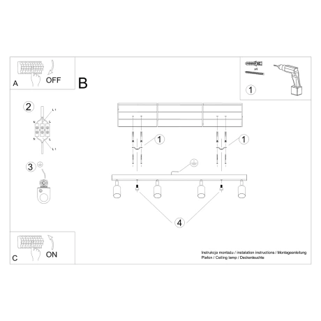 Plafonieră VERDO 4 alb