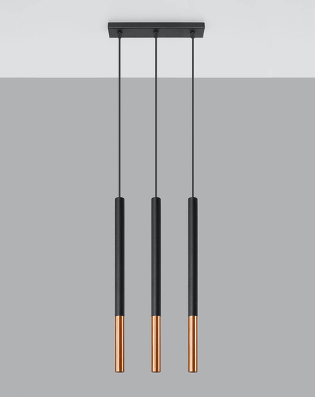 MOZAICA 3L negru / cupru lampă suspendată + 3x bec LED G9 4000K rece 4,5W 530lm