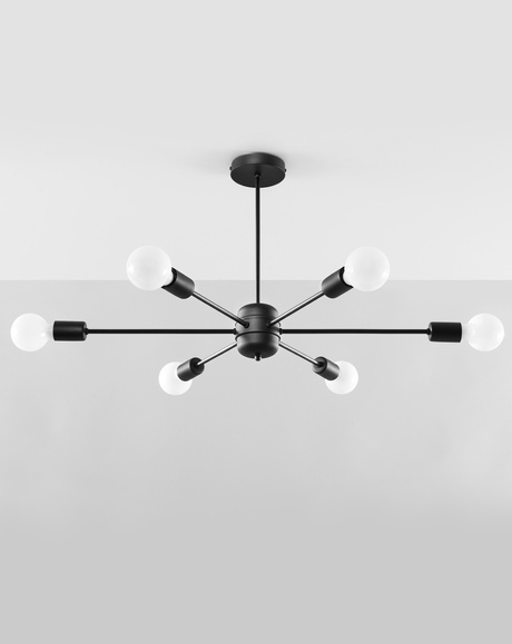 Candelabru LANGO 6 negru + 6x bec LED E27 4000K rece 7,5W 650lm