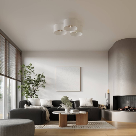 Plafonieră TELESTO alb/maro deschis + 1x bec LED E27 4000K Rece 7.5W 690lm