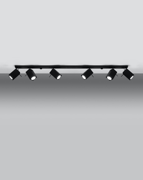 Plafonieră MERIDA 6L negru + 6x bec LED GU-10 4000K rece 7W 630lm