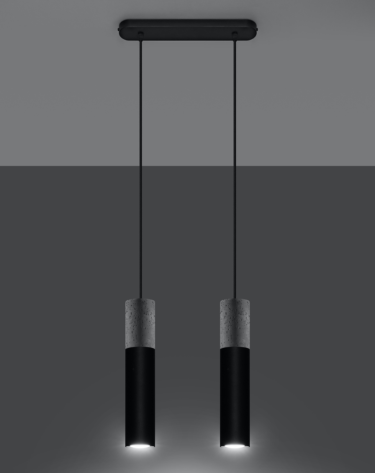 Lampă suspendată BORGIO 2 negru + 2x bec LED GU-10 4000K rece 7W 630lm