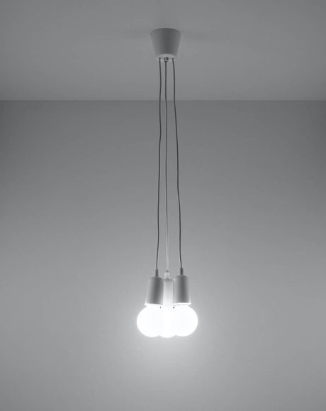 DIEGO 3 lampă suspendată alb + 3x bec LED E27 4000K rece 7,5W 650lm