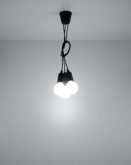 DIEGO 3 lampă suspendată negru + 3x bec LED E27 3000K Warm 7,5W 620lm