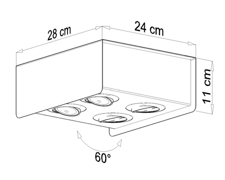 Plafond STEREO 4 alb/negru