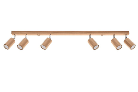 Plafonieră ZEKE 6 stejar + 6x bec LED GU-10 4000K Cold 7W 630lm