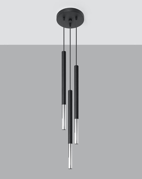 MOZAICA lampă suspendată 3P negru / crom + 3x bec LED G9 4000K rece 4,5W 530lm
