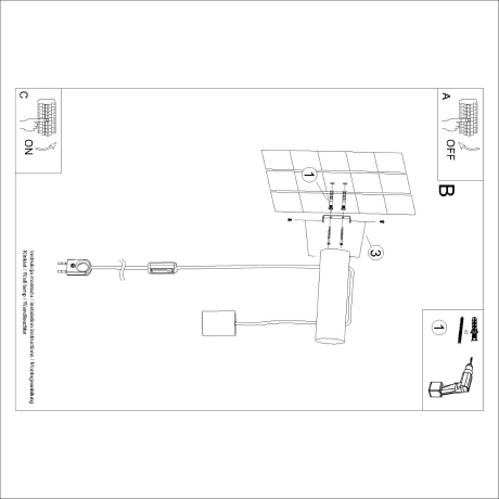 Lampă de perete NIMBI E27 cu întrerupător