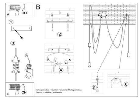 EDISON 3 lampă suspendată negru + 3x bec LED E27 3000K Warm 7,5W 620lm