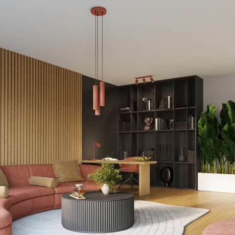 Lampă suspendată KARBON 3P roșu ocru