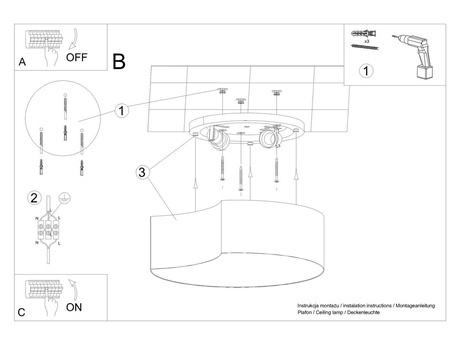 Plafonieră CIRCLE 1 alb + 2x bec LED E27 3000K cald 7.5W 620lm