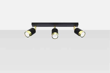 Plafonieră NERO 3 negru / auriu + 3x bec LED GU-10 3000K Warm 7W 620lm