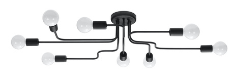 Candelabru VECTOR 8 negru + 8x bec LED E27 4000K rece 7.5W 650lm