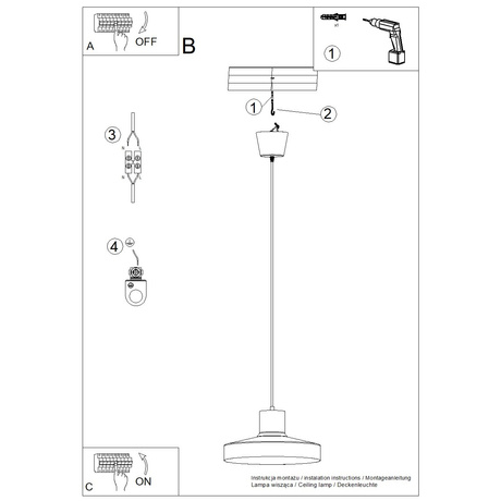 Lampă suspendată BILO roșu ocru
