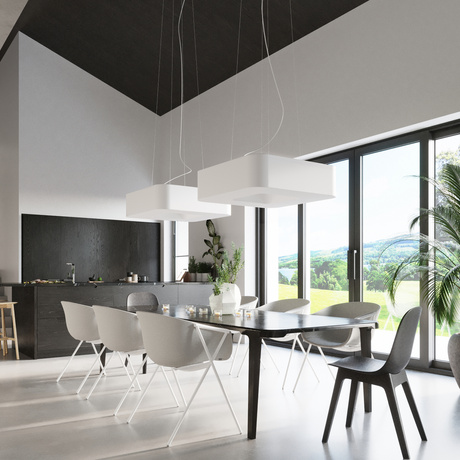 URANO 60 candelabru alb + 8x bec LED E27 4000K rece 7.5W 650lm