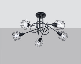 Candelabru BELUCI 5S negru + 5x bec LED E14 4000K rece 7,5W 680lm