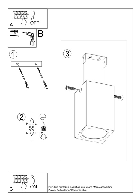 Plafonieră KEKE 10 stejar + 1x bec LED GU-10 3000K cald 7W 620lm