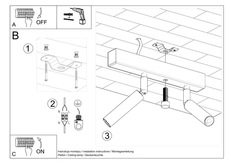 Plafonieră EYETECH 2 negru + 2x bec LED G9 3000K Warm 4.5W 510lm