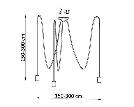 EDISON 3 lampă suspendată negru + 3x bec LED E27 3000K Warm 7,5W 620lm