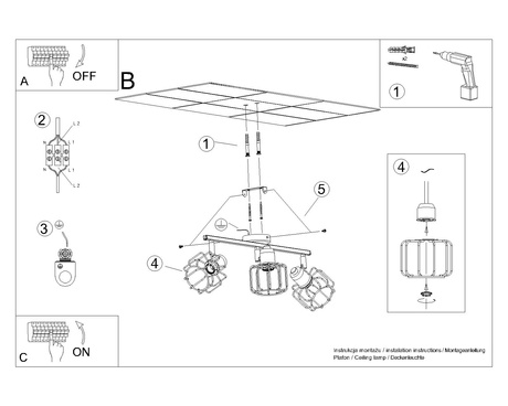 Plafonieră BELUCI 3 alb + 3x bec LED E14 3000K cald 7.5W 620lm