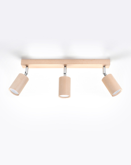 Plafonieră BERG 3 lemn natural + 3x bec LED GU-10 4000K rece 7W 630lm