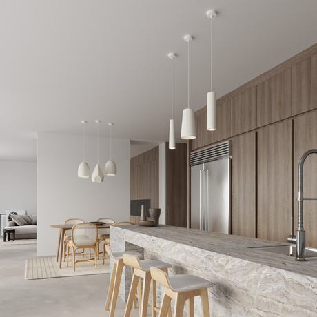 GULCAN lampă suspendată ceramică albă + 1x bec LED E27 4000K rece 7,5W 690lm