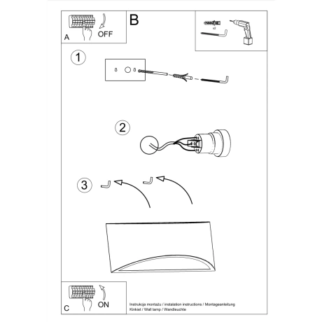 Lampă de perete lăcuită VIXEN alb lucios