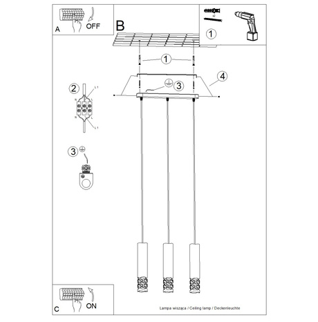 Lampă suspendată LIRO 3L alb