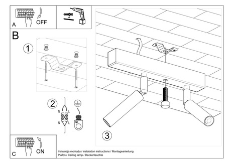 Plafonieră EYETECH 2 negru + 2x bec LED G9 4000K Cold 4.5W 530lm