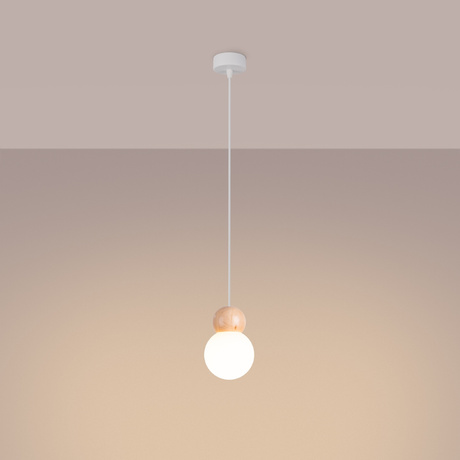 PEKKA 1 lampă suspendată alb/lemn natural + 1x bec LED G9 3000K cald 4,5W 450lm
