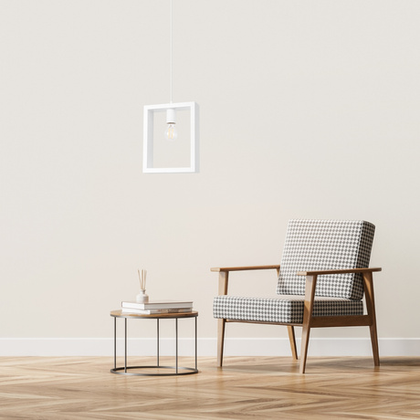 ARIES lampă suspendată alb + 1x bec LED E27 4000K rece 7,5W 690lm