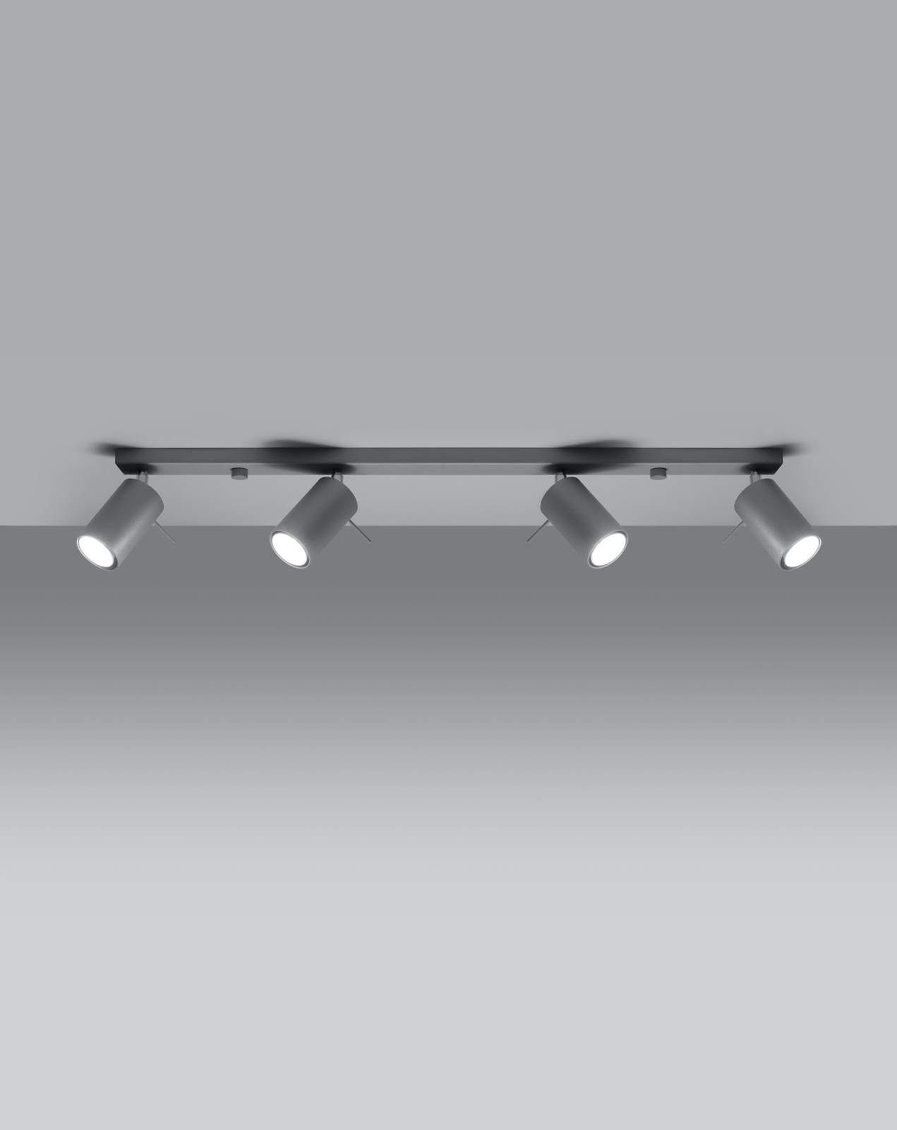 Plafonieră RING 4L Grey + 4x bec LED GU-10 4000K Cold 7W 630lm