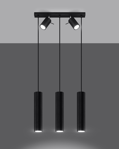 RING 3 negru lampă suspendată + 5x GU-10 3000K cald 7W 620lm bec LED