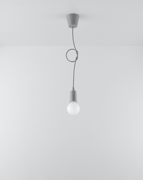DIEGO 1 lampă suspendată gri + 1x bec LED E27 3000K Warm 7,5W 620lm