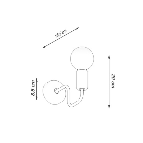 VECTOR lampă de perete negru + 1X bec LED E27 3000K 7W 760lm
