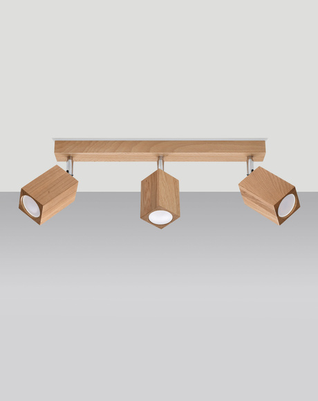 Plafonieră KEKE 3 stejar + 3x bec LED GU-10 3000K Warm 7W 620lm