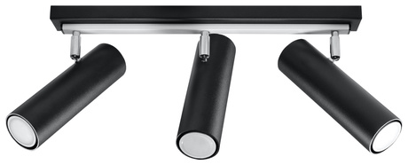 Plafonieră DIREZIONE 3 negru + 3x bec LED GU-10 3000K Warm 7W 620lm