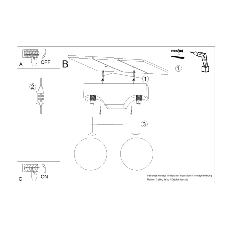 Plafonieră BULBO 2 lemn natural